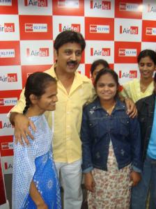 Actor & Director Ramesh Aravind with blind children from Samarthanam Trust during Ugadi celebrations